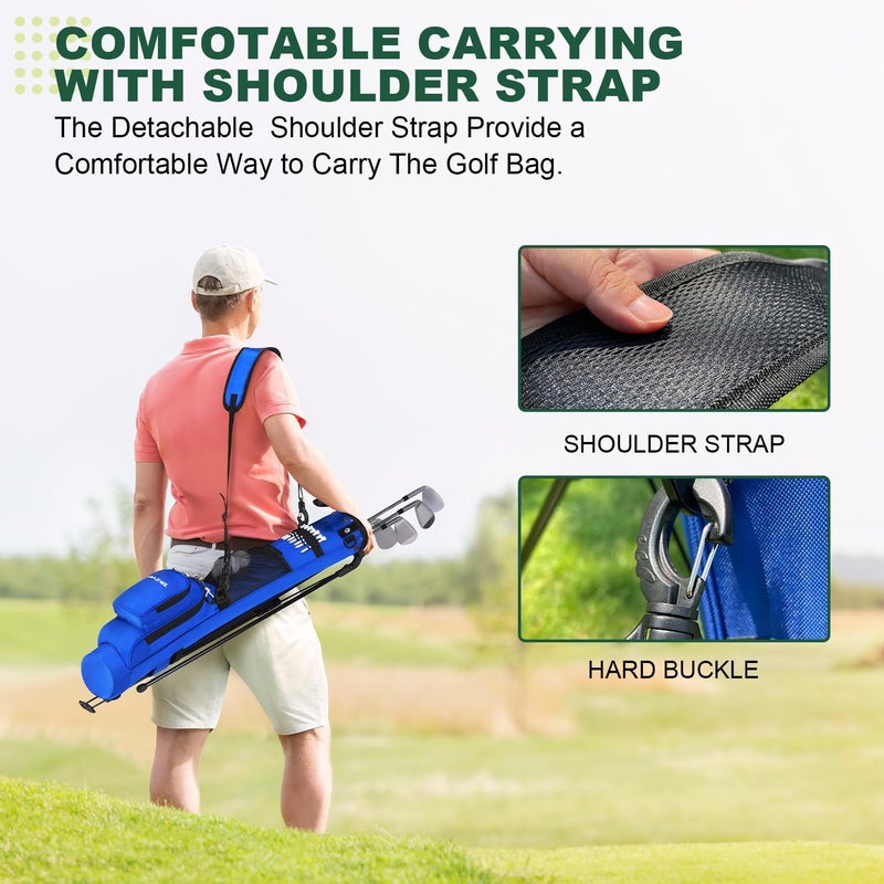 MAZEL Lightweight Golf Bag for Men – Easy to Carry Golf Clubs Bag with Shoulder Strap,Pitch n Putt Golf Stand Bag for Driving Range,Par 3 and Executive Courses - Fit Up to 8 Clubs - Image 2